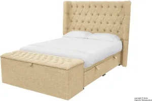 Hollyrood Linen Upholstered Winged Ottoman Bed - Mink