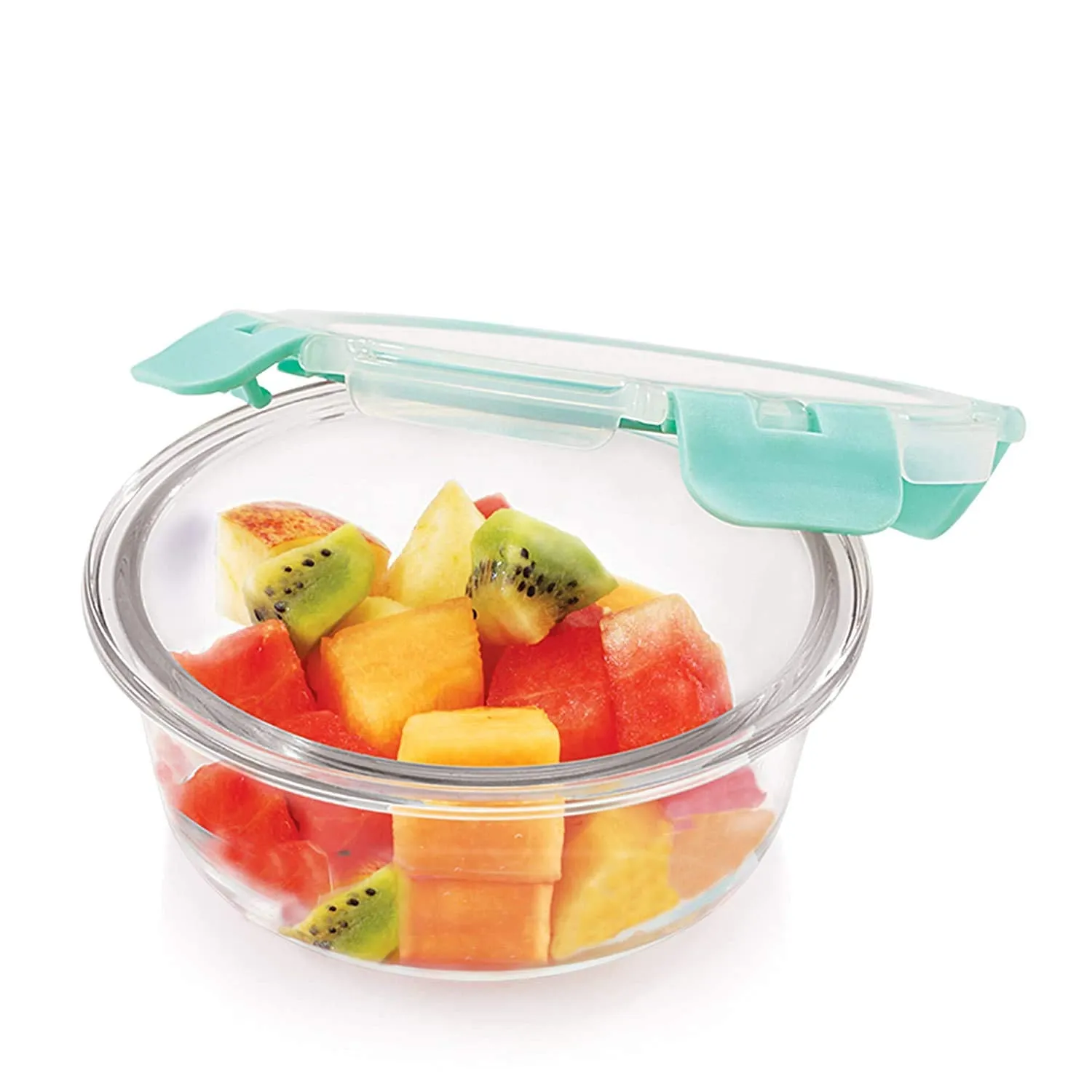 HOMIES, 1 Piece, Round Glass Airtight Food Storage Containers/Lunch Box with Lid, Size: S: 930ml, Dimension: 185x88 mm, Clear