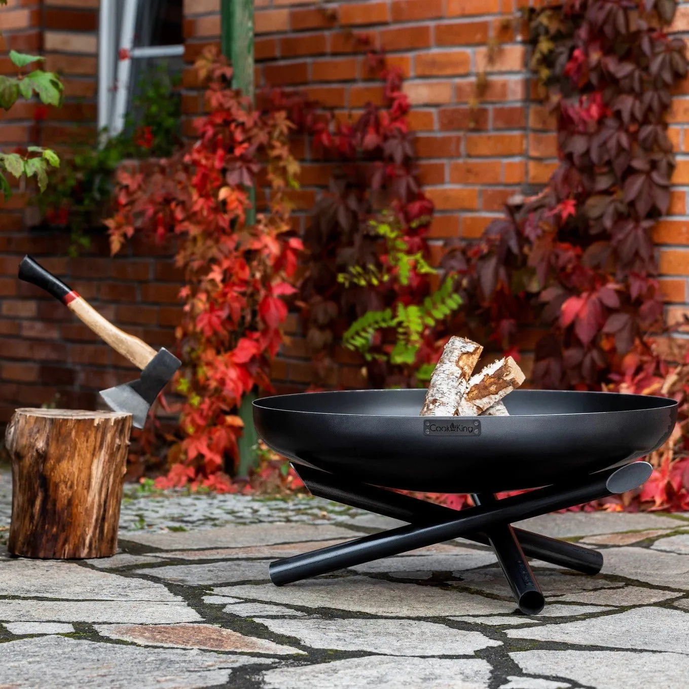 Indiana Round Fire Bowl Pit 70cm - Cook King Garden and Outdoor Patio Entertaining Portable Metal Round Fire Bowl