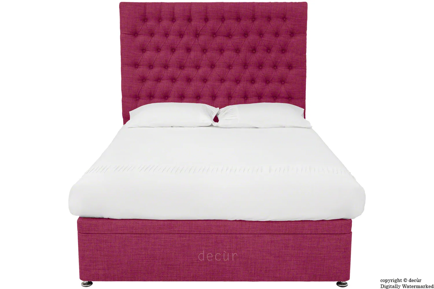 Kensington Linen Upholstered Ottoman Bed - Fuchsia