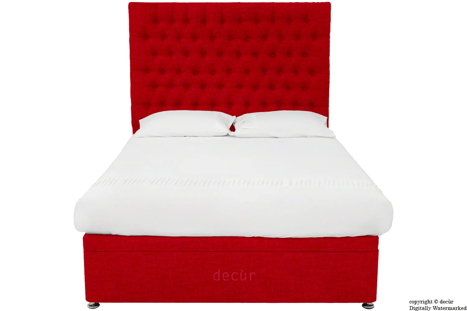 Kensington Linen Upholstered Ottoman Bed - Ruby