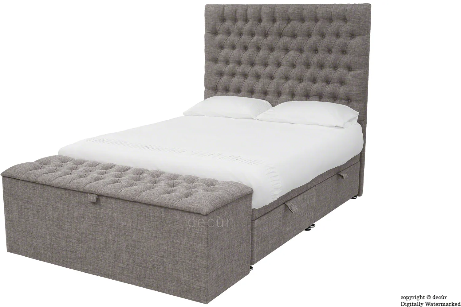 Kensington Linen Upholstered Ottoman Bed - Slate