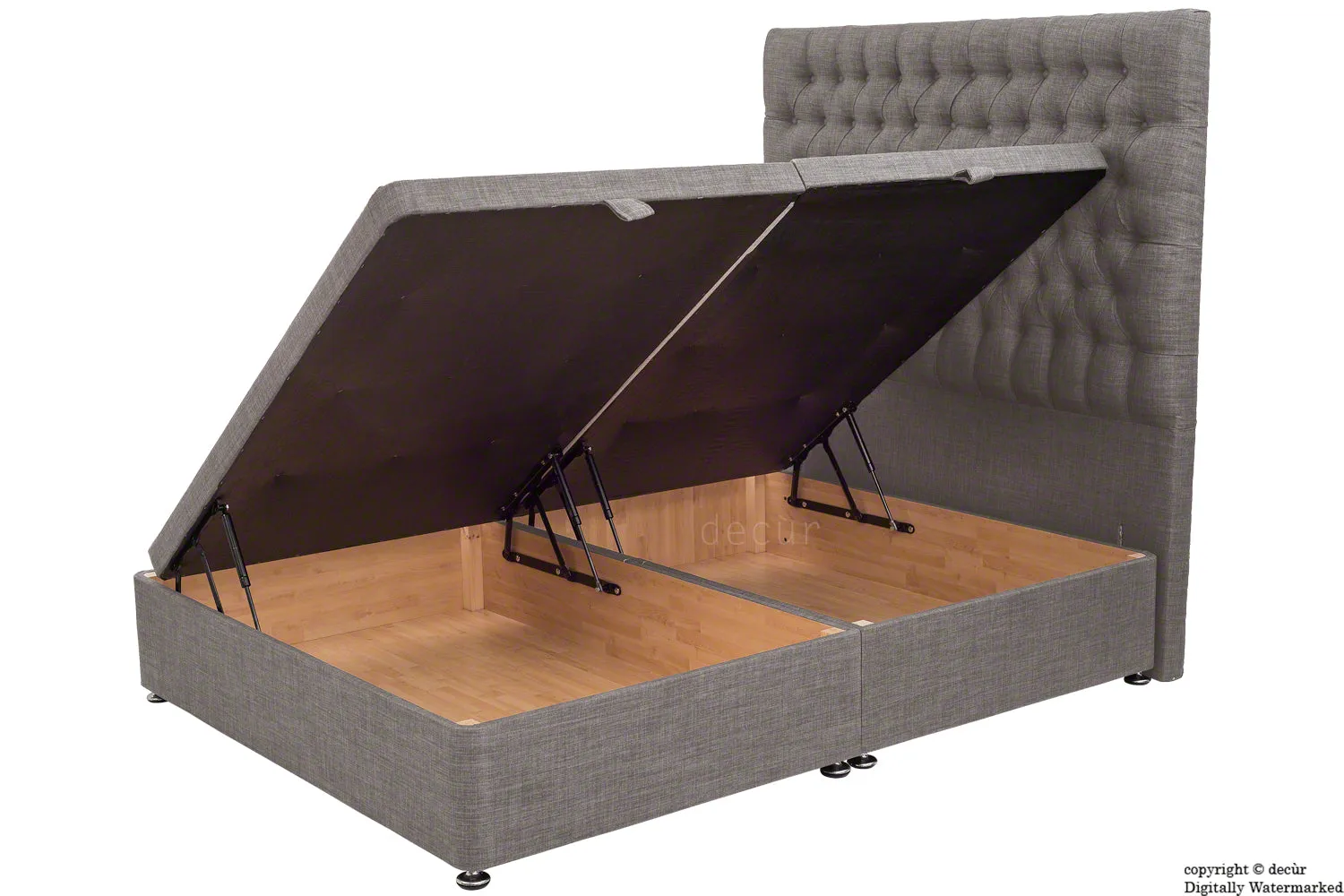 Kensington Linen Upholstered Ottoman Bed - Slate