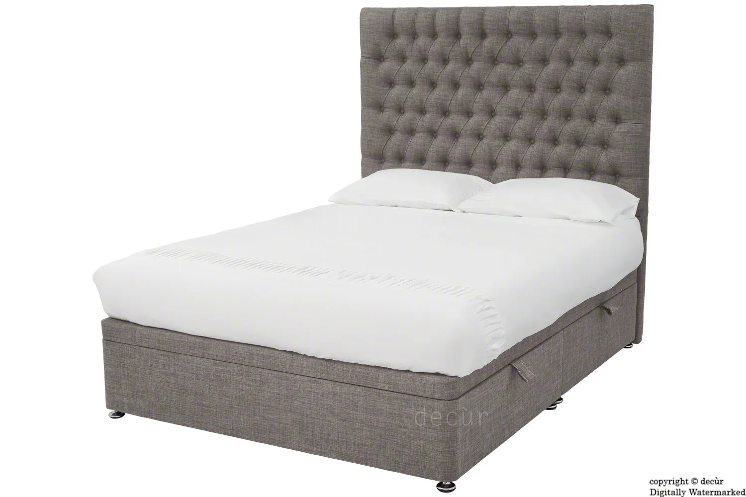 Kensington Linen Upholstered Ottoman Bed - Slate