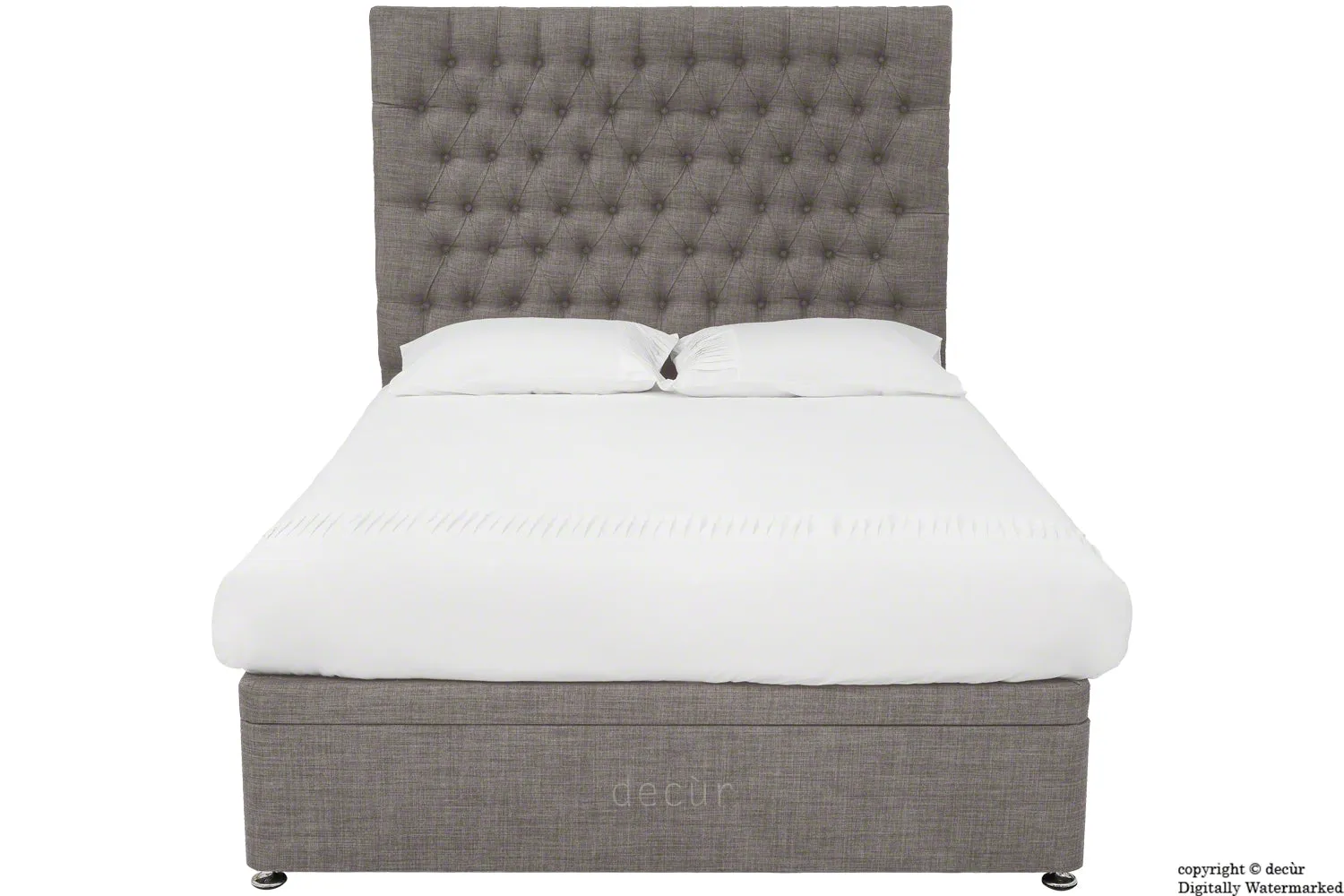 Kensington Linen Upholstered Ottoman Bed - Slate