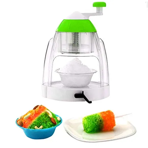 Kuber Industries Ice Gola Slush Maker Ice Snow Maker Machine with 3 Bowl, 1 Glass, 4 Sticks (Green) -CTKTC038141