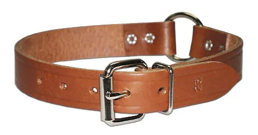 Leather Brothers  Leather Restricting Collar with Ring in Center - 1 x 23 in.