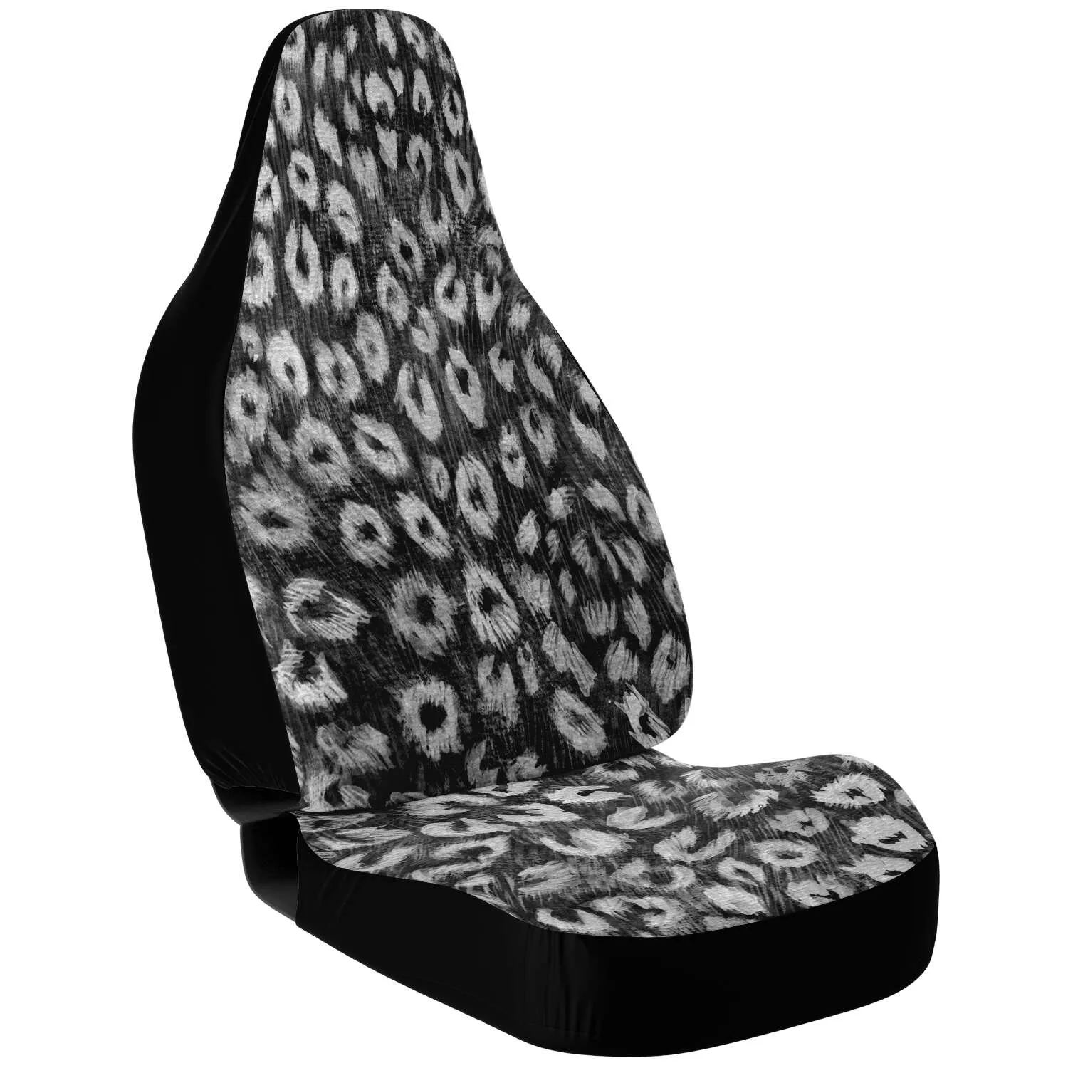 Leopard Car Seat Cover, Black White Animal Print Washable Best Car Seat Protector (2 Pack)