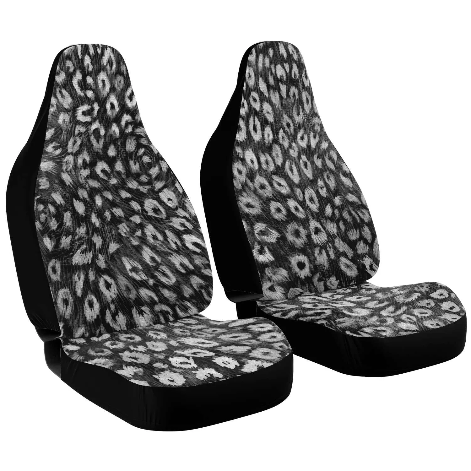 Leopard Car Seat Cover, Black White Animal Print Washable Best Car Seat Protector (2 Pack)