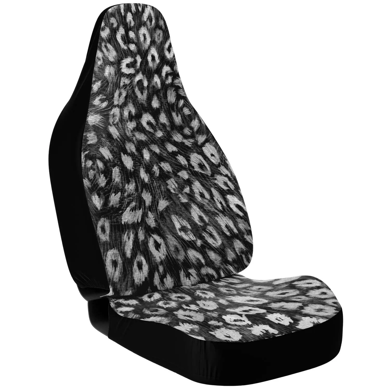 Leopard Car Seat Cover, Black White Animal Print Washable Best Car Seat Protector (2 Pack)