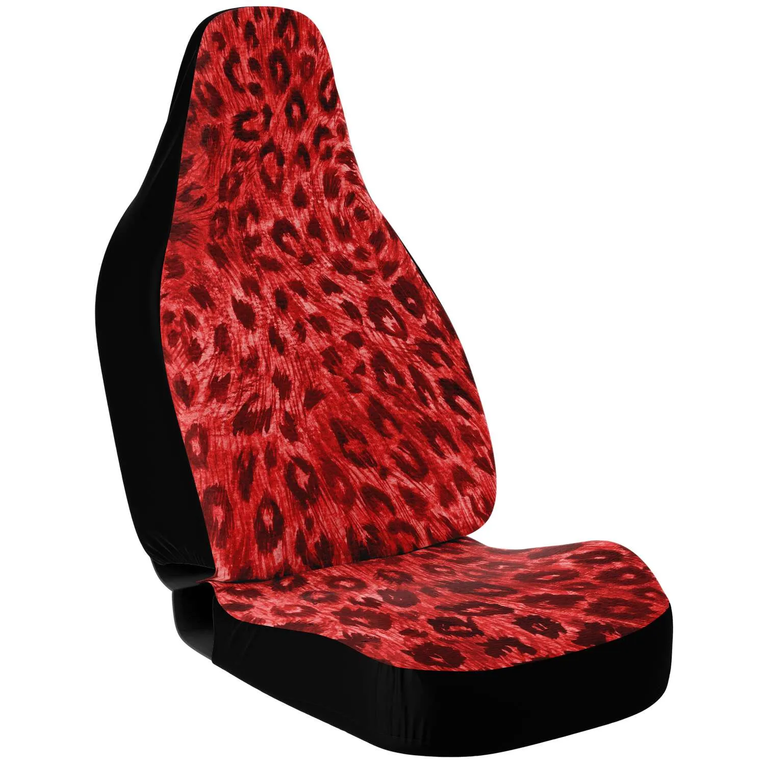 Leopard Car Seat Cover, Red Leopard Animal Print Designer Front Car Seat Protectors (2 Pack)