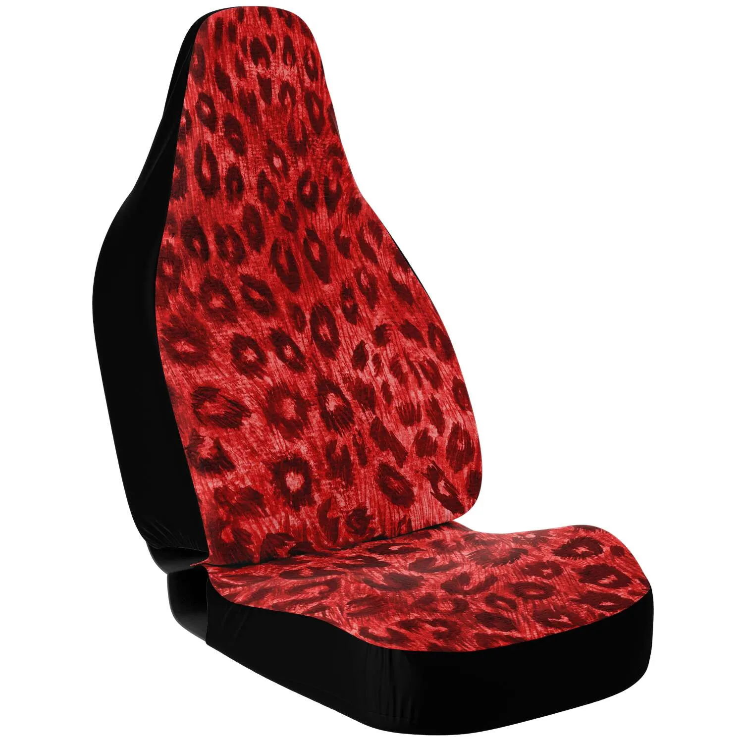 Leopard Car Seat Cover, Red Leopard Animal Print Designer Front Car Seat Protectors (2 Pack)