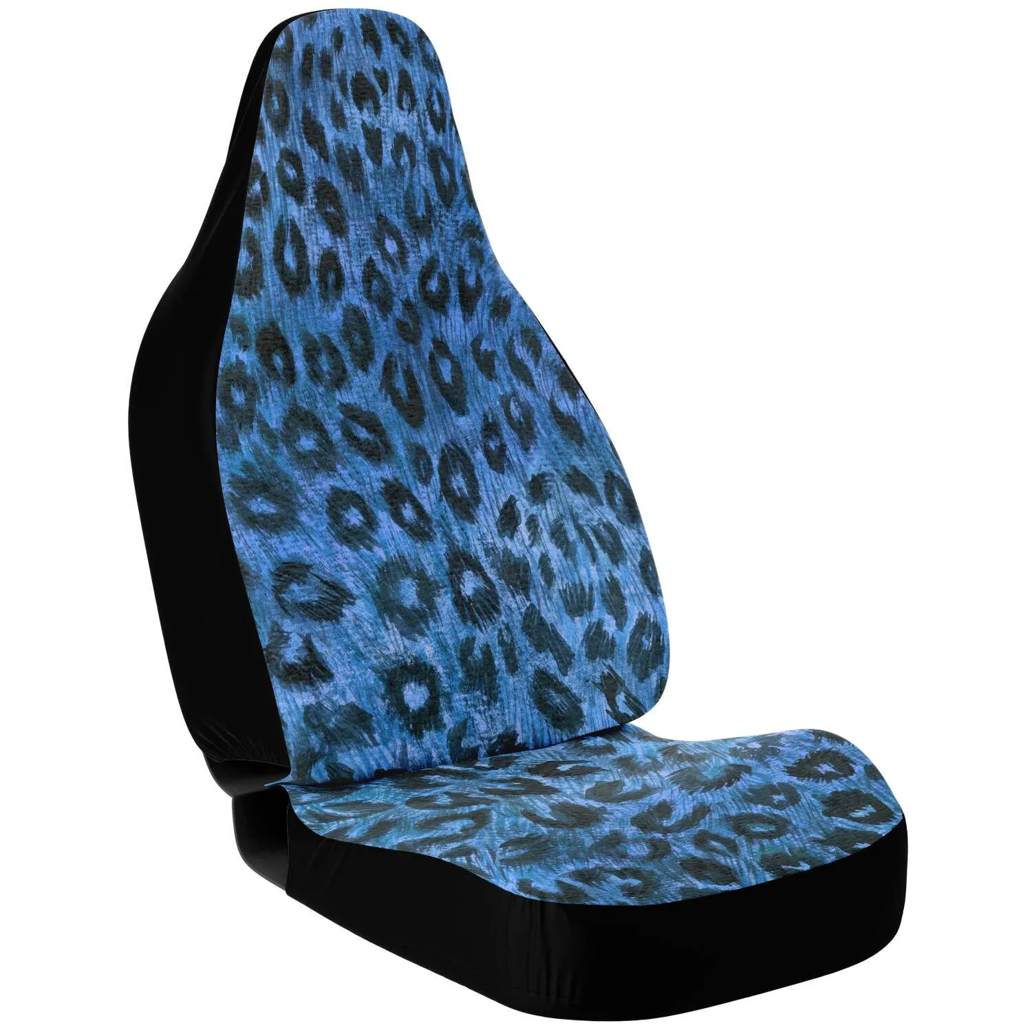 Leopard Car Seat Covers, Dark Blue Luxury Best Designer Front Car Seat Protectors (2 Pieces)