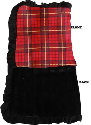 Luxurious Plush Pet Blanket Red Plaid 1-2 Size