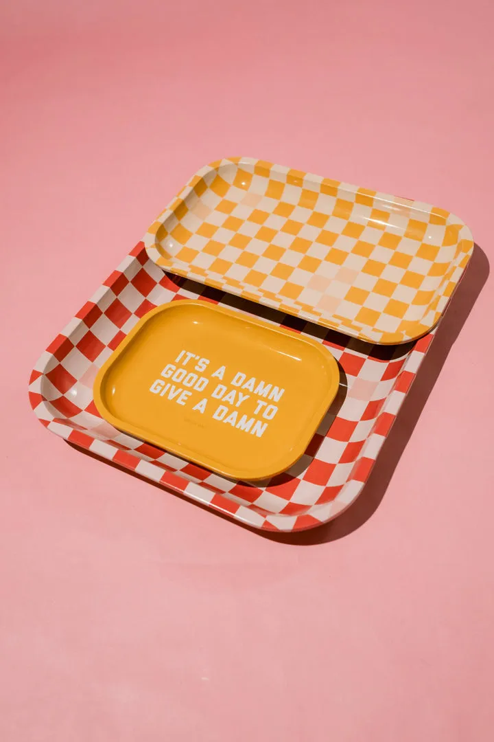 Medium Yellow Checkerboard Tray