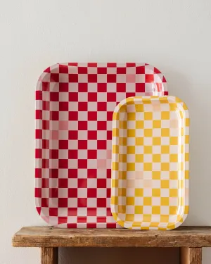 Medium Yellow Checkerboard Tray