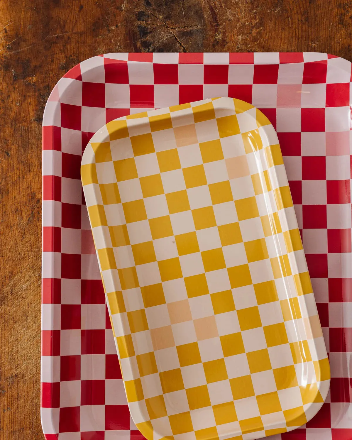 Medium Yellow Checkerboard Tray