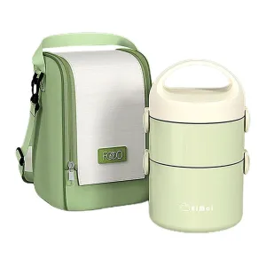 Mint Green Double Layered Stainless Steel Vertical Lunch Box