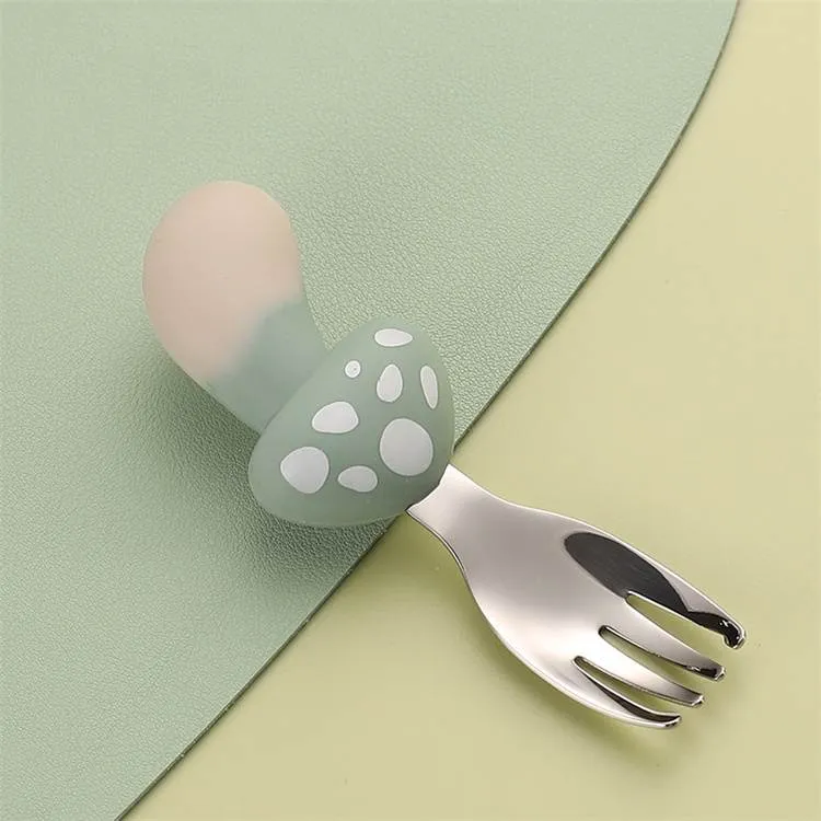 Mushroom Silicone 4 Pcs Tableware Set | Green