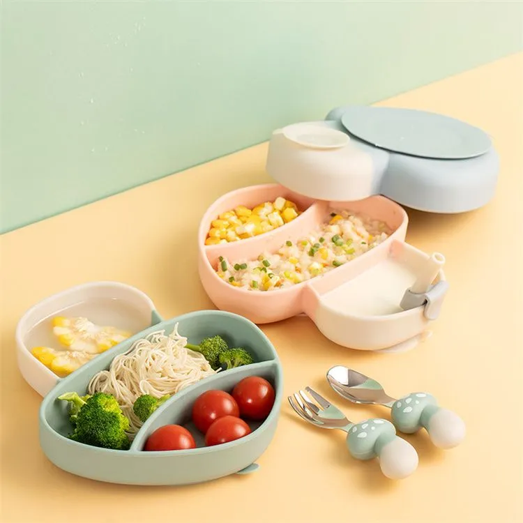 Mushroom Silicone 4 Pcs Tableware Set | Green