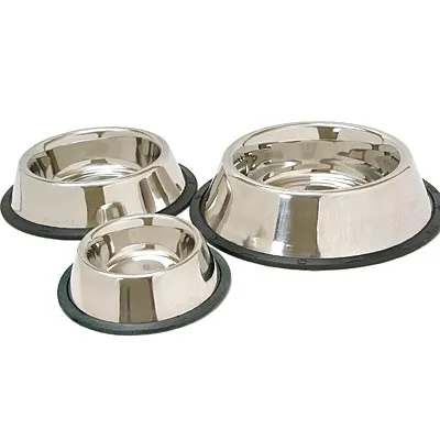 No-Skid/No-Tip Stainless Steel Pet Bowls