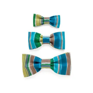 Organic Cotton Bow Tie with Green Stripe Print