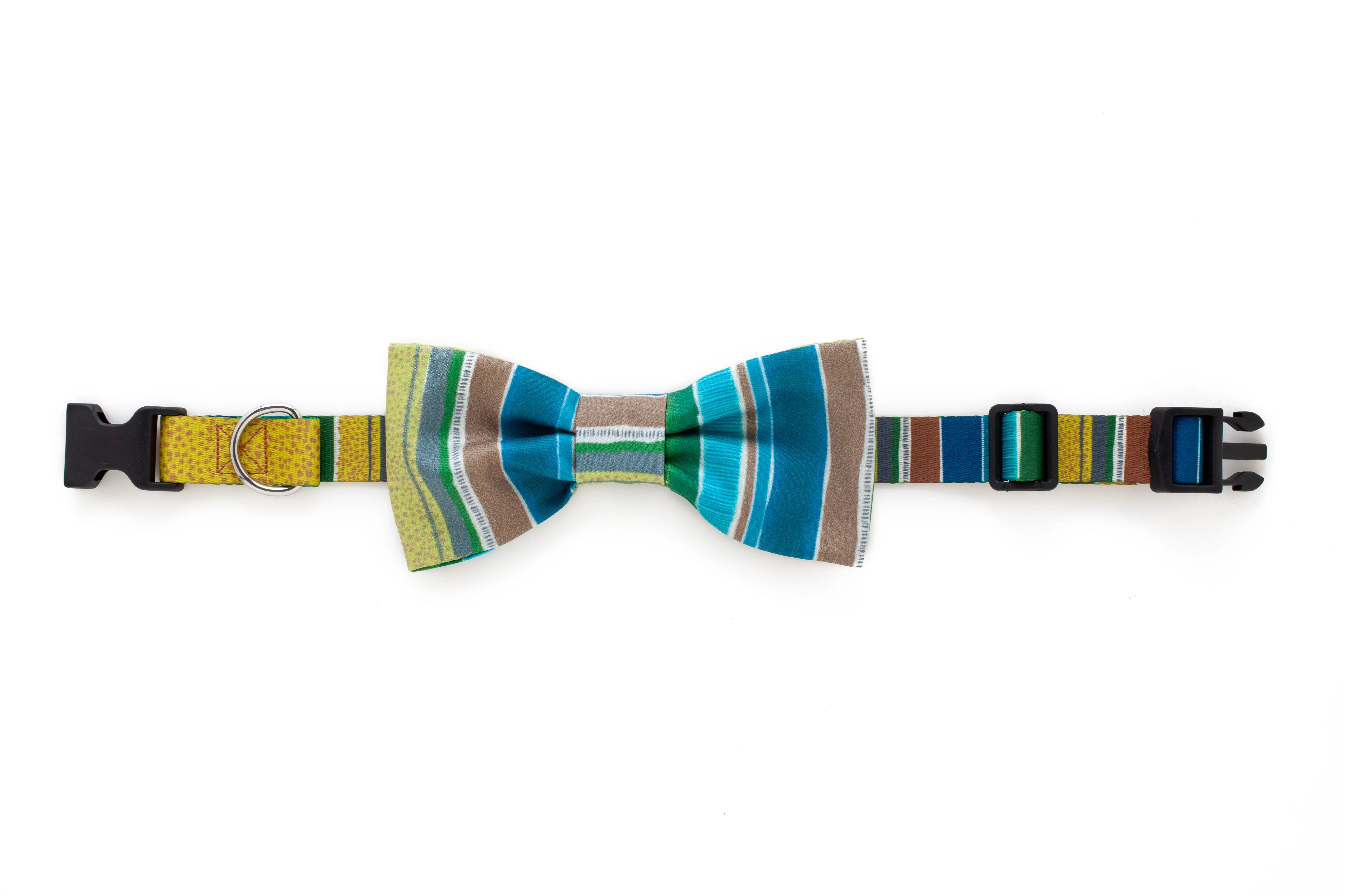 Organic Cotton Bow Tie with Green Stripe Print