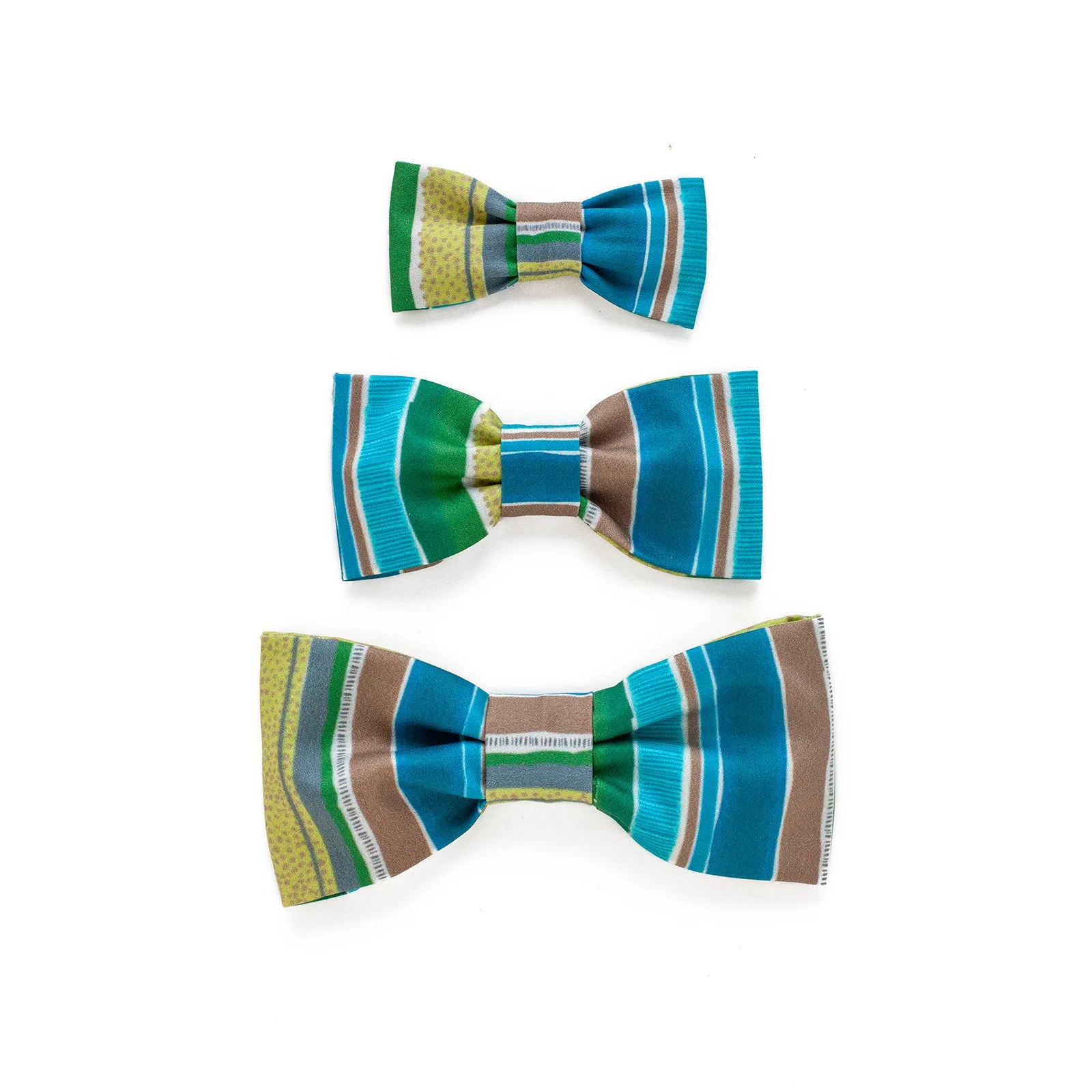 Organic Cotton Bow Tie with Green Stripe Print