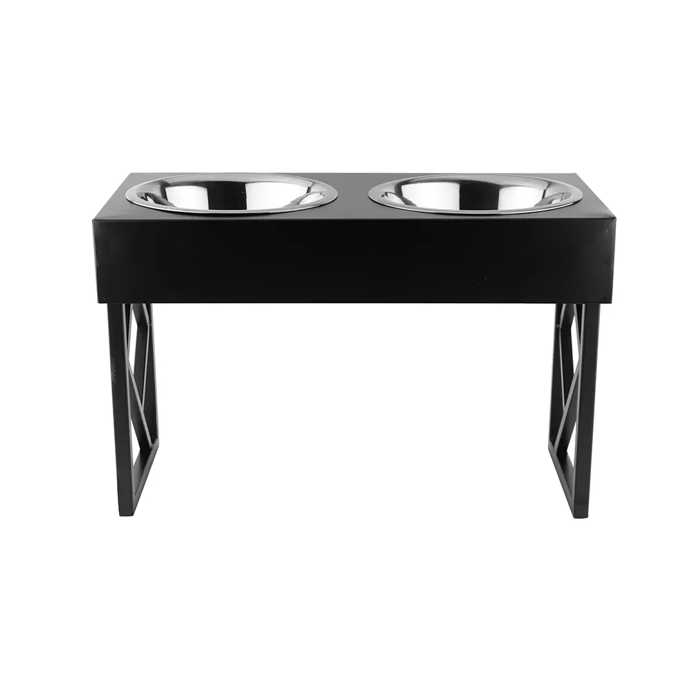 Pawpourri Premium Metal Elevated Adjustable Diner for Dogs (Black)