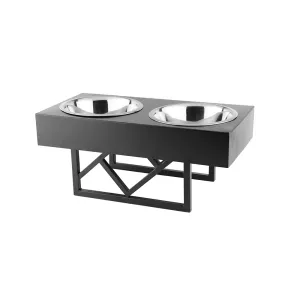 Pawpourri Premium Metal Elevated Adjustable Diner for Dogs (Black)