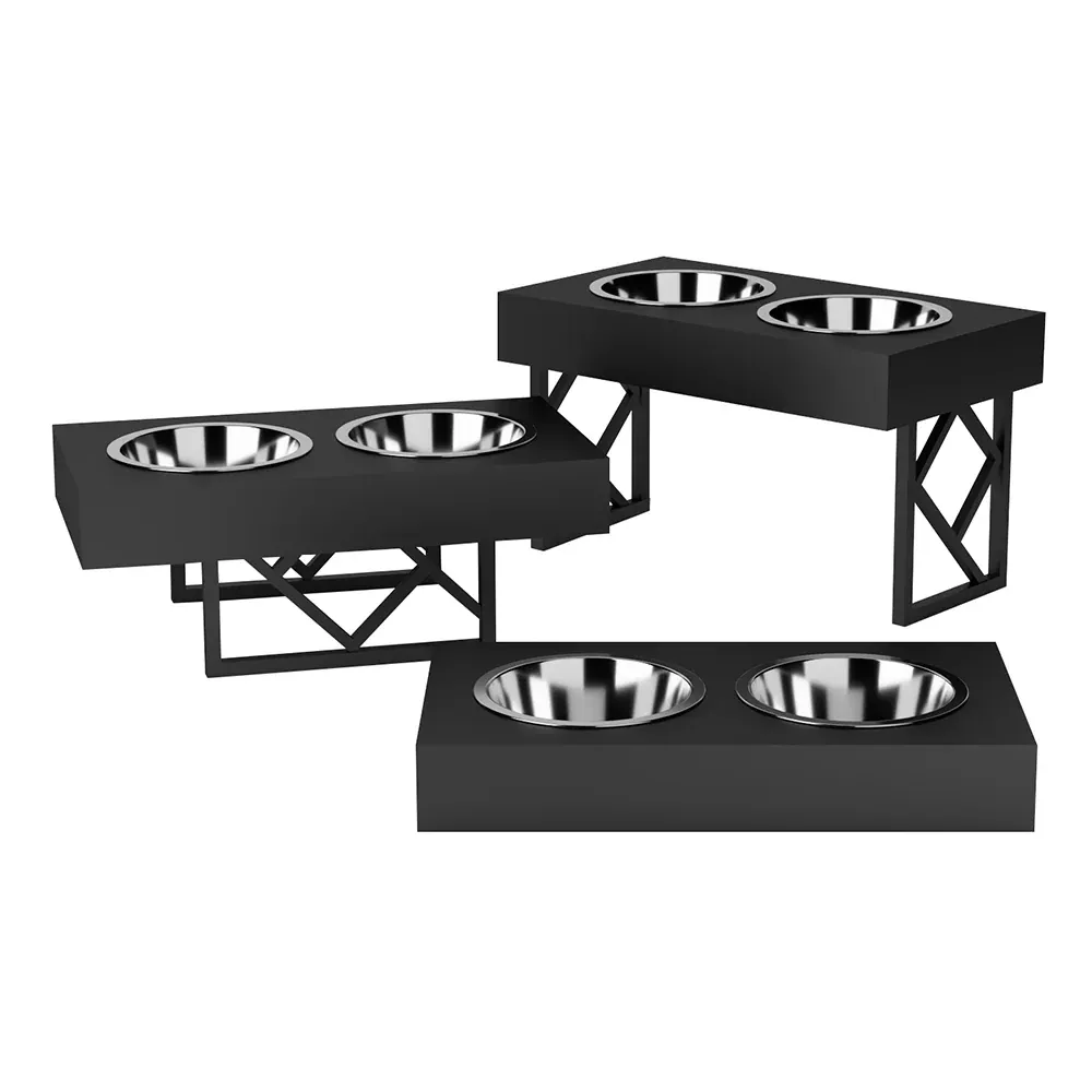 Pawpourri Premium Metal Elevated Adjustable Diner for Dogs (Black)