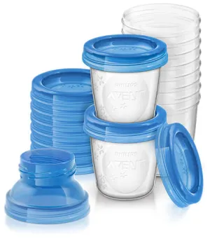 Philips Avent Breast Milk Storage Cups 10x 180ml (Comes with Adaptors)