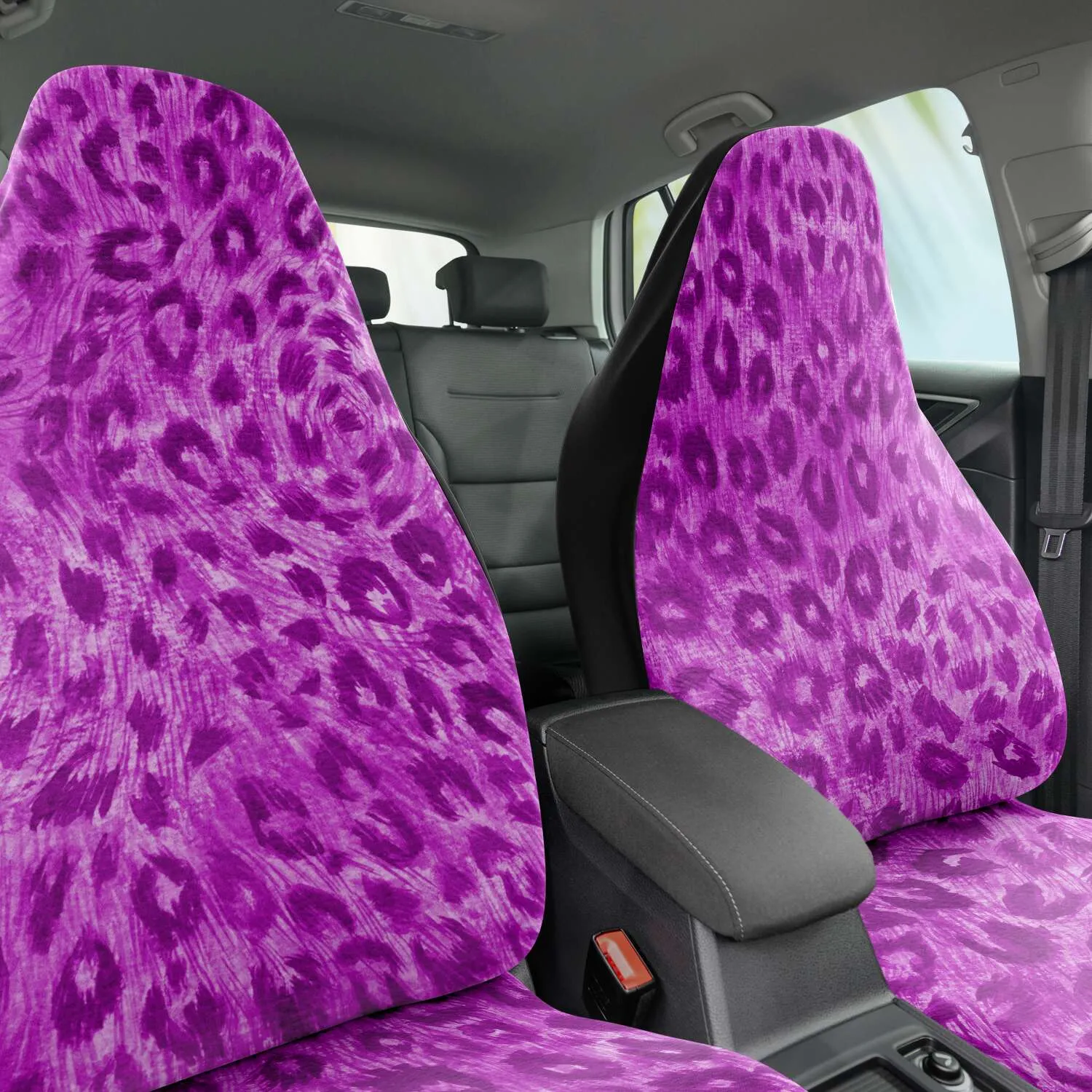 Pink Leopard Car Seat Cover, Animal Print Sexy Wild Washable Best Car Seat Protector (2 Pieces)