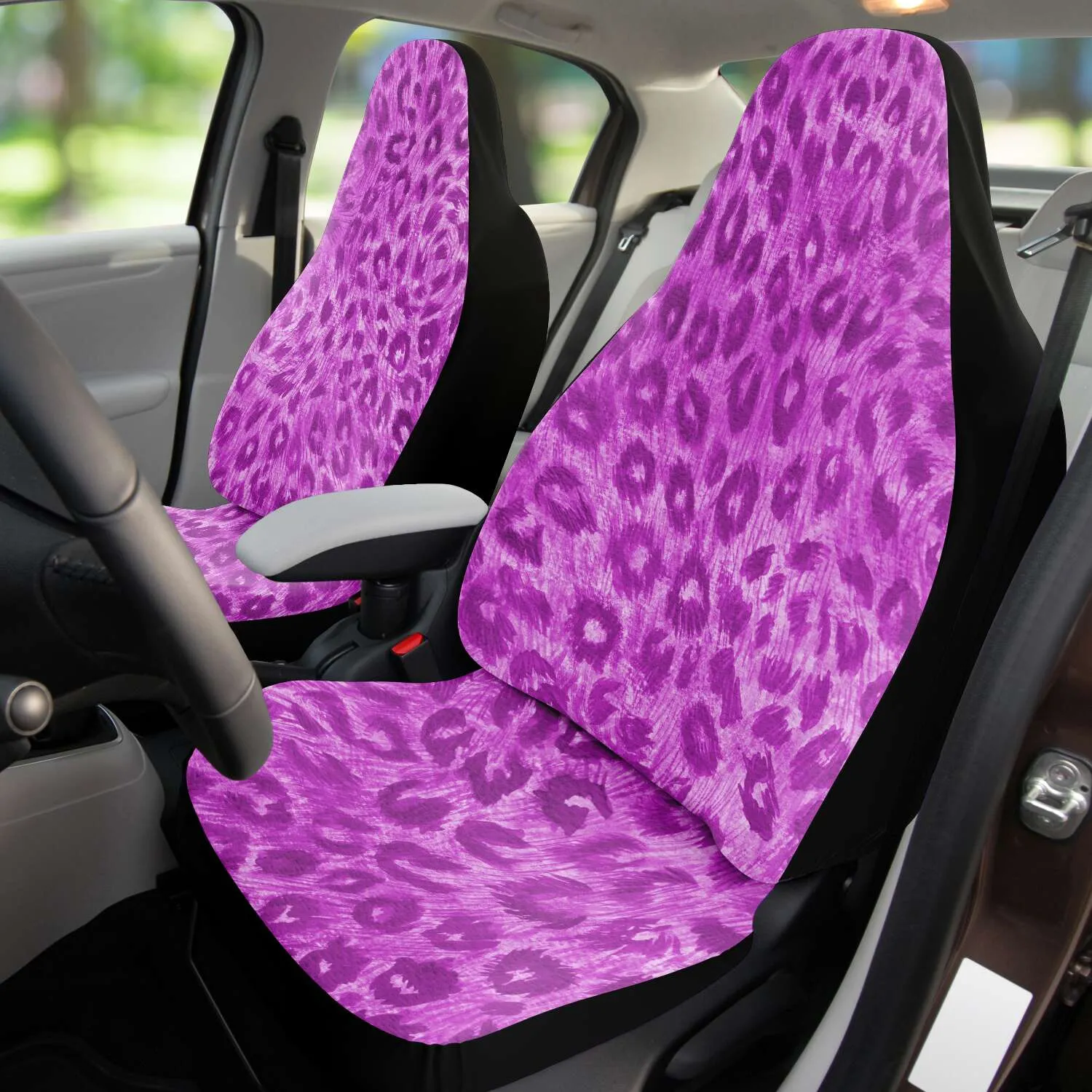 Pink Leopard Car Seat Cover, Animal Print Sexy Wild Washable Best Car Seat Protector (2 Pieces)