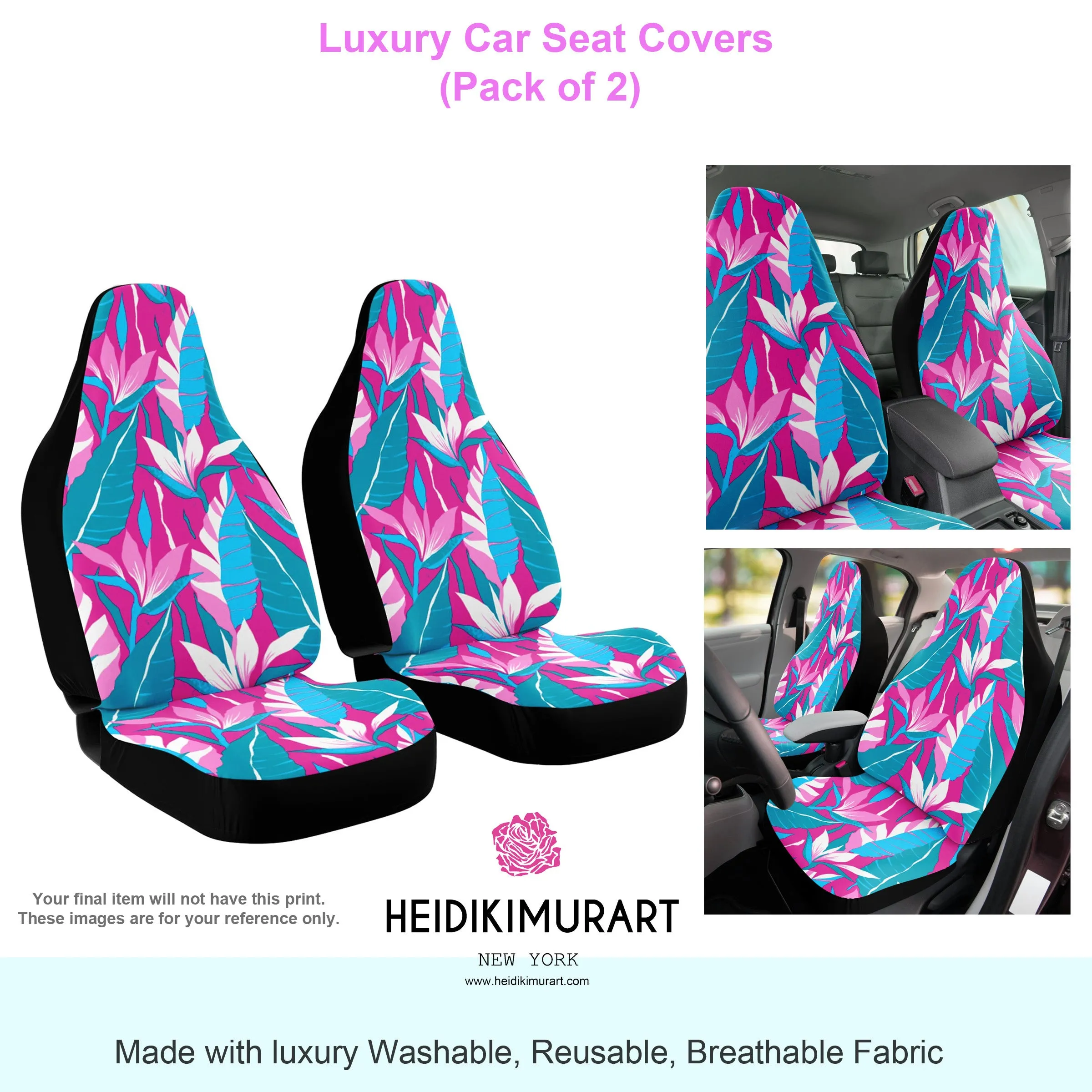 Pink Leopard Car Seat Cover, Animal Print Sexy Wild Washable Best Car Seat Protector (2 Pieces)