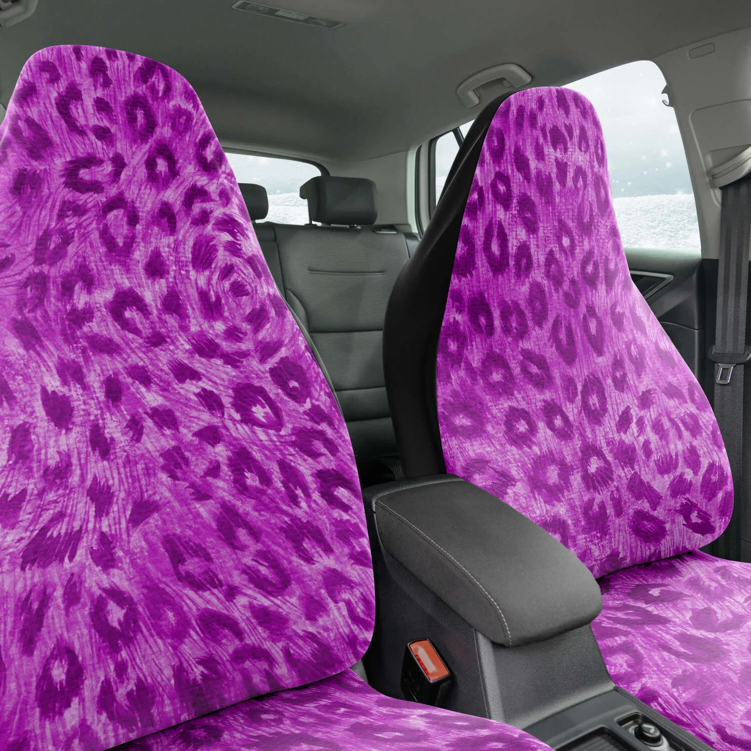 Pink Leopard Car Seat Cover, Animal Print Sexy Wild Washable Best Car Seat Protector (2 Pieces)