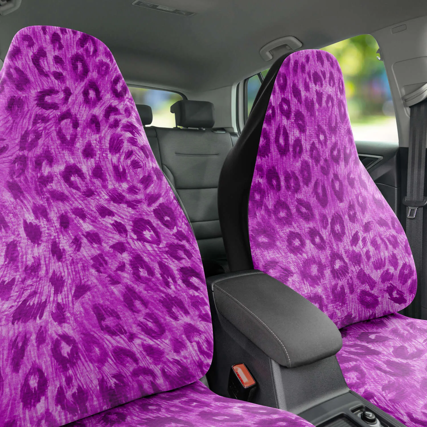 Pink Leopard Car Seat Cover, Animal Print Sexy Wild Washable Best Car Seat Protector (2 Pieces)