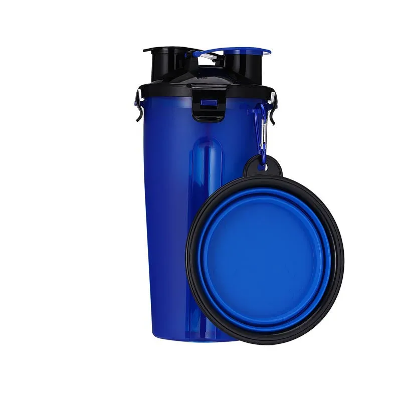 Portable Water Bottle Kettle with Fold Dog Food Bowl