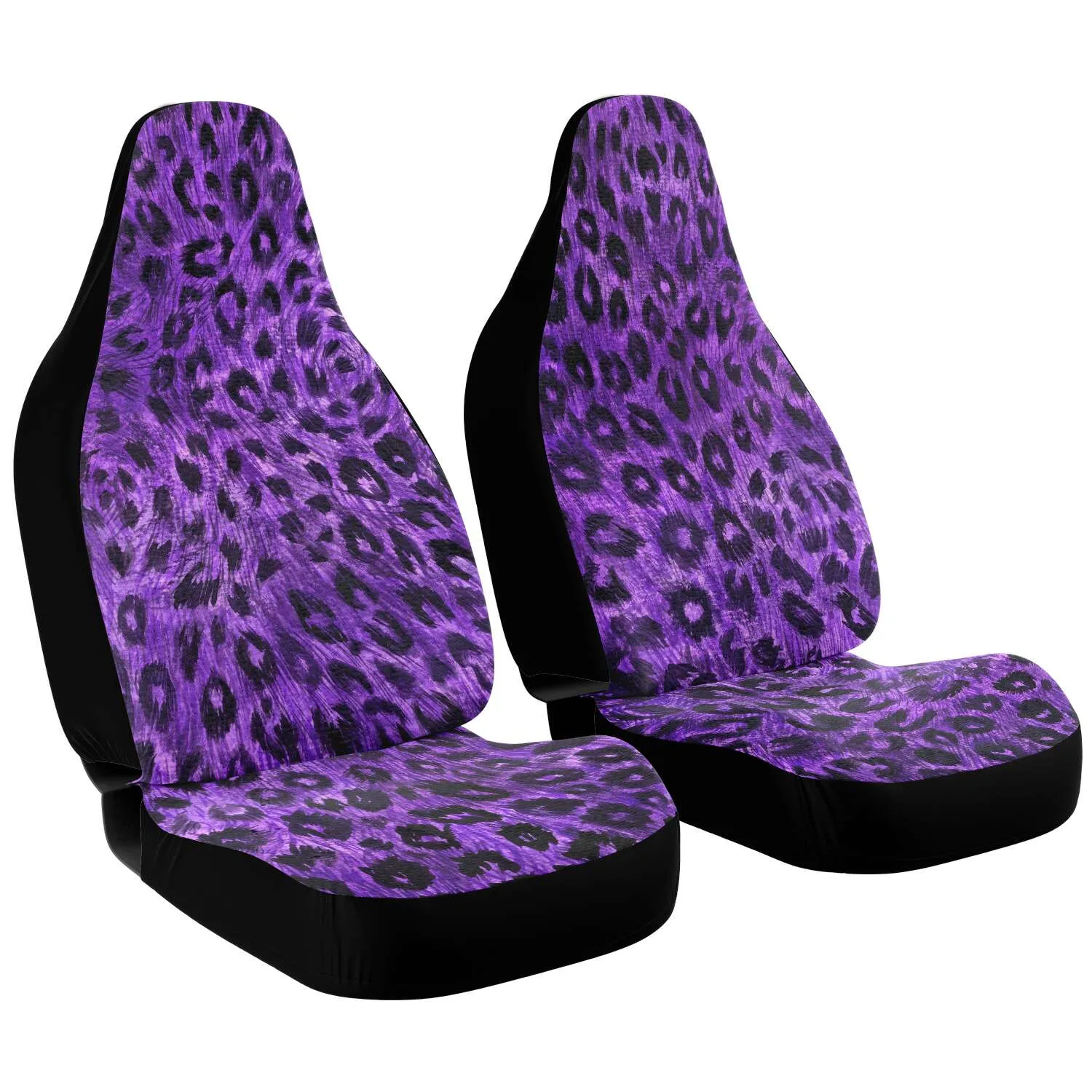 Purple Leopard Car Seat Cover, Purple Animal Print Best Washable Premium Car Seat Protector (2 pcs)