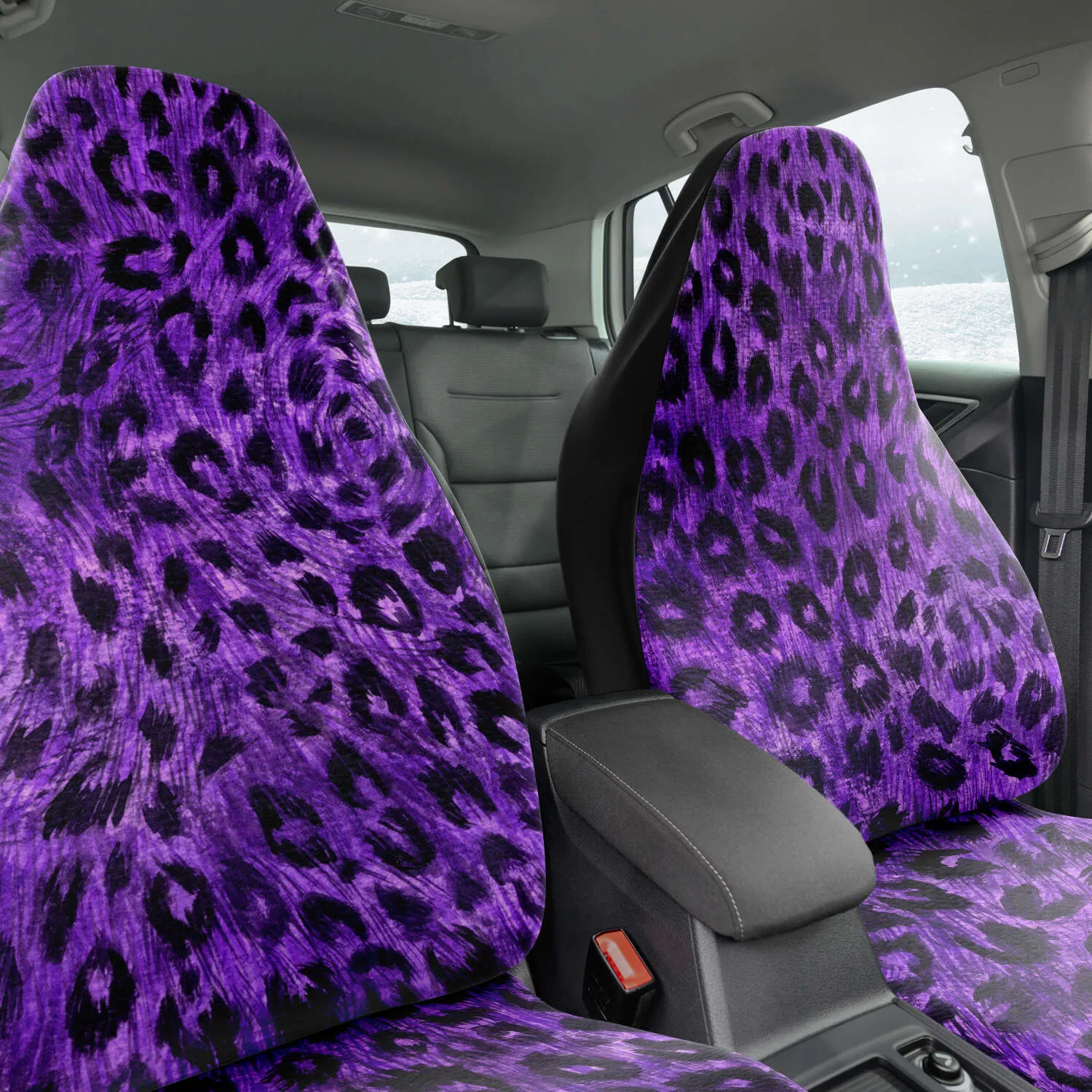 Purple Leopard Car Seat Cover, Purple Animal Print Best Washable Premium Car Seat Protector (2 pcs)