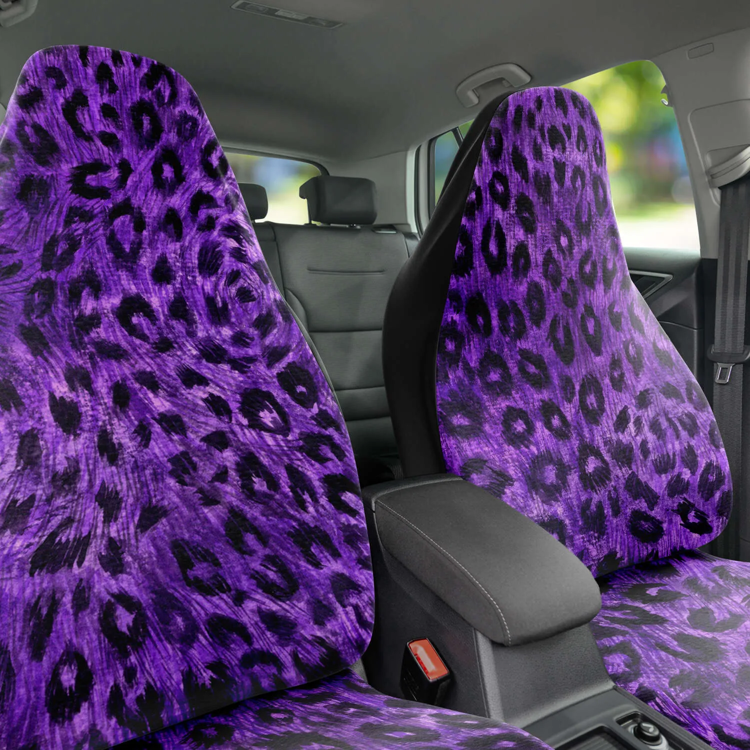 Purple Leopard Car Seat Cover, Purple Animal Print Best Washable Premium Car Seat Protector (2 pcs)