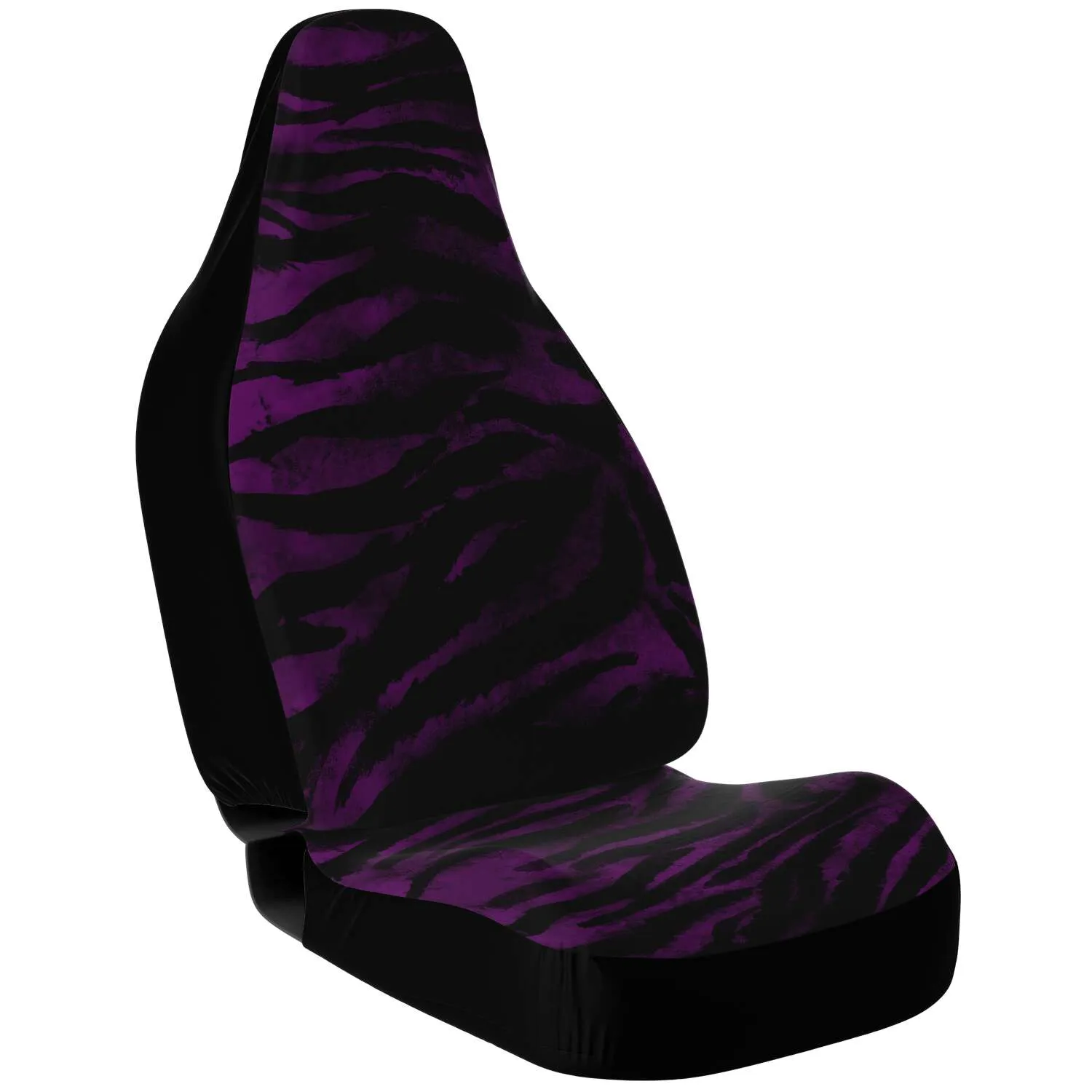 Purple Tiger Seat Covers, 2 Piece Tiger Striped Designer Animal Print Microfiber Seat Covers