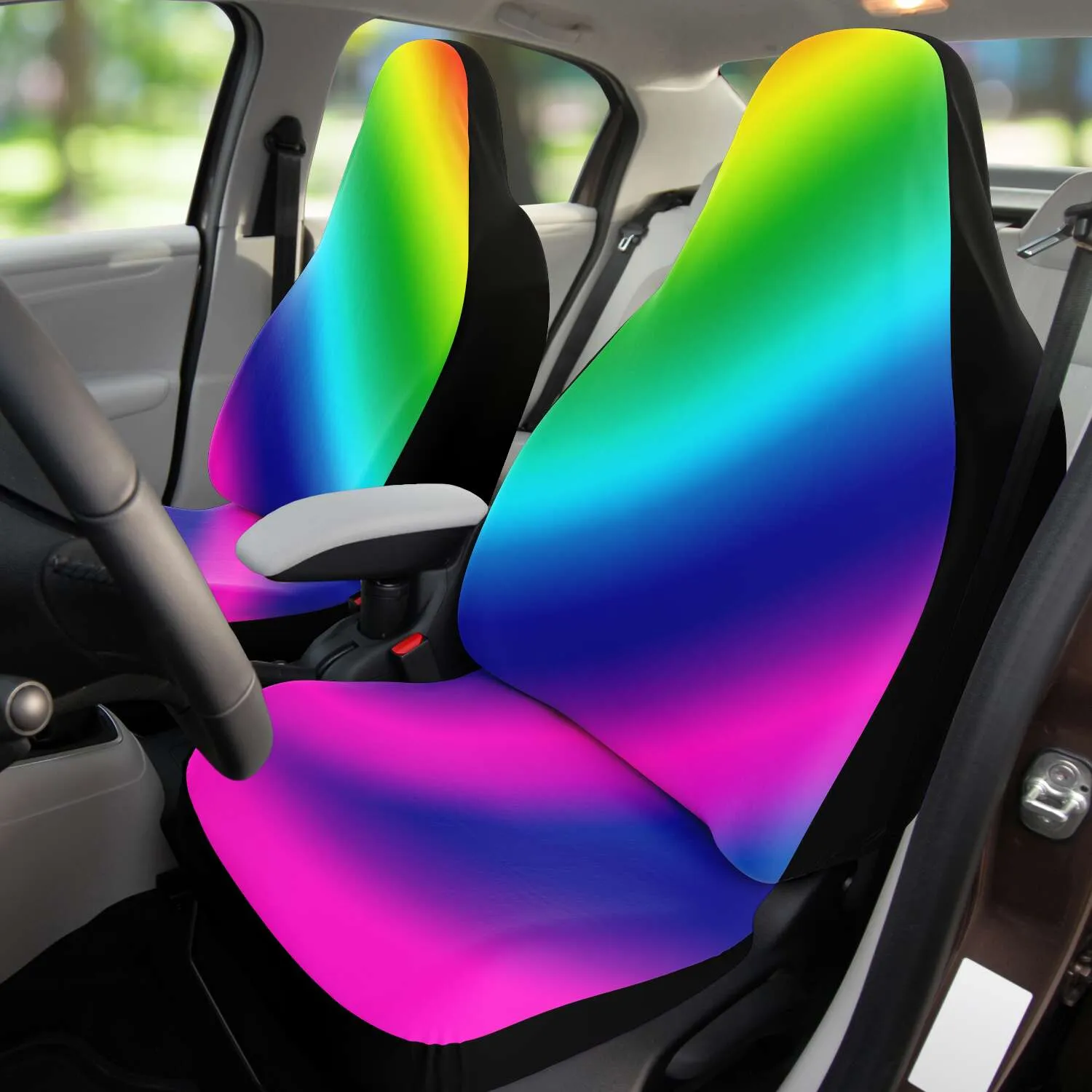 Rainbow Ombre Car Seat Covers, Gay Pride Rainbow Designer (2-Pack) Best Car Accessories