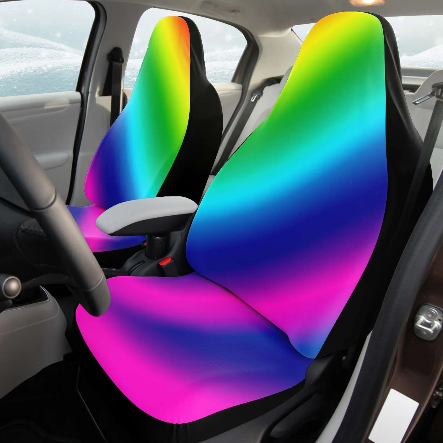 Rainbow Ombre Car Seat Covers, Gay Pride Rainbow Designer (2-Pack) Best Car Accessories