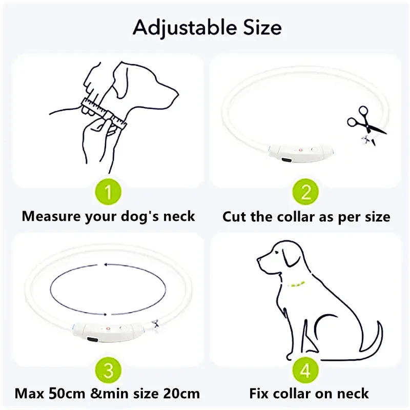 Rechargeable LED Dog Collar - Adjustable, Luminous Safety Collar for Pets