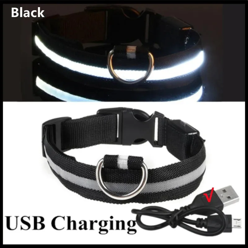 Rechargeable LED Dog Collar - Adjustable, Luminous Safety Collar for Pets