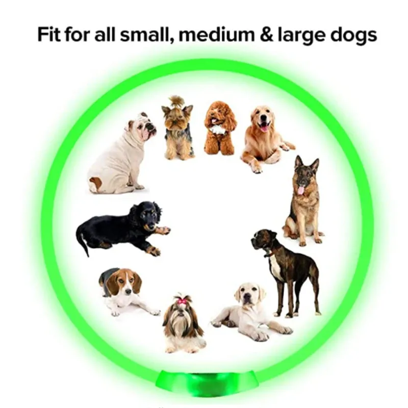 Rechargeable LED Dog Collar - Adjustable, Luminous Safety Collar for Pets