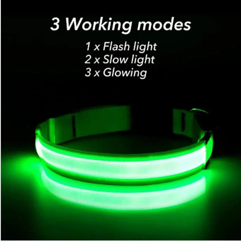 Rechargeable LED Dog Collar - Adjustable, Luminous Safety Collar for Pets