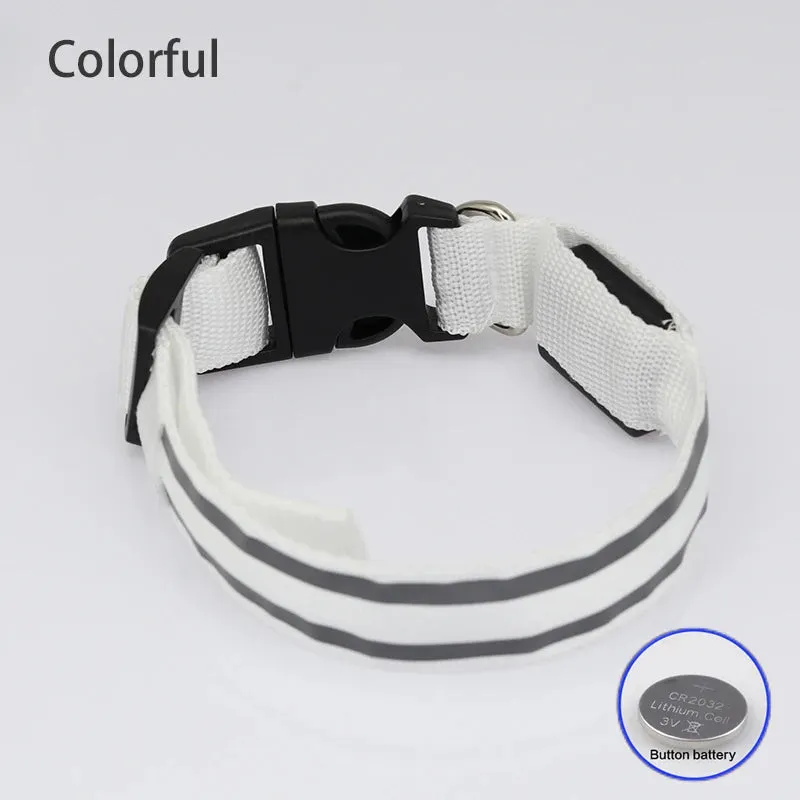 Reflective LED Dog Collar - USB Rechargeable and Button Battery Options