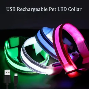 Reflective LED Dog Collar - USB Rechargeable and Button Battery Options